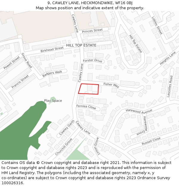 9, CAWLEY LANE, HECKMONDWIKE, WF16 0BJ: Location map and indicative extent of plot