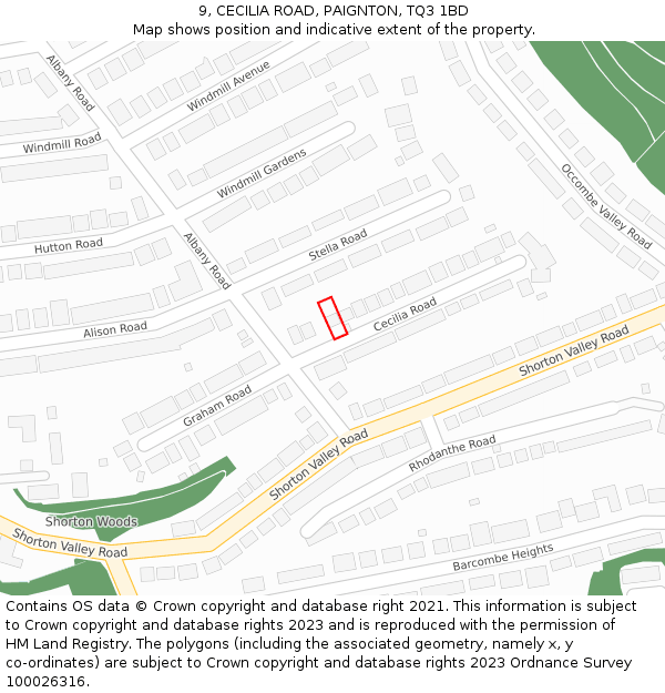 9, CECILIA ROAD, PAIGNTON, TQ3 1BD: Location map and indicative extent of plot