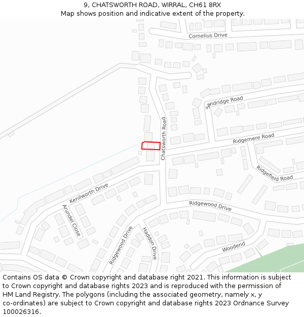 9, CHATSWORTH ROAD, WIRRAL, CH61 8RX: Location map and indicative extent of plot