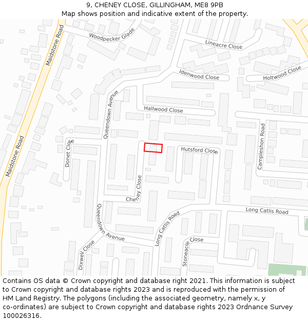 9, CHENEY CLOSE, GILLINGHAM, ME8 9PB: Location map and indicative extent of plot