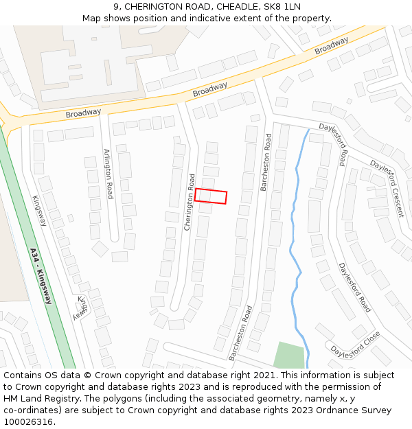 9, CHERINGTON ROAD, CHEADLE, SK8 1LN: Location map and indicative extent of plot