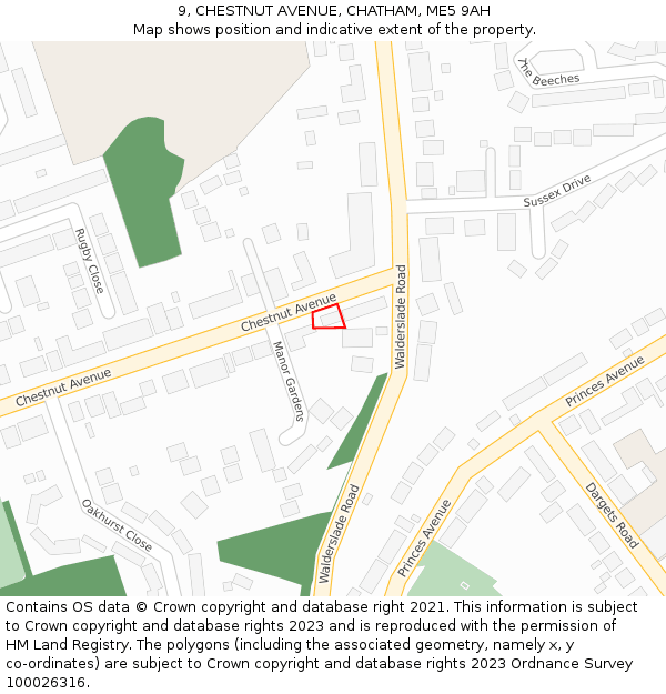 9, CHESTNUT AVENUE, CHATHAM, ME5 9AH: Location map and indicative extent of plot