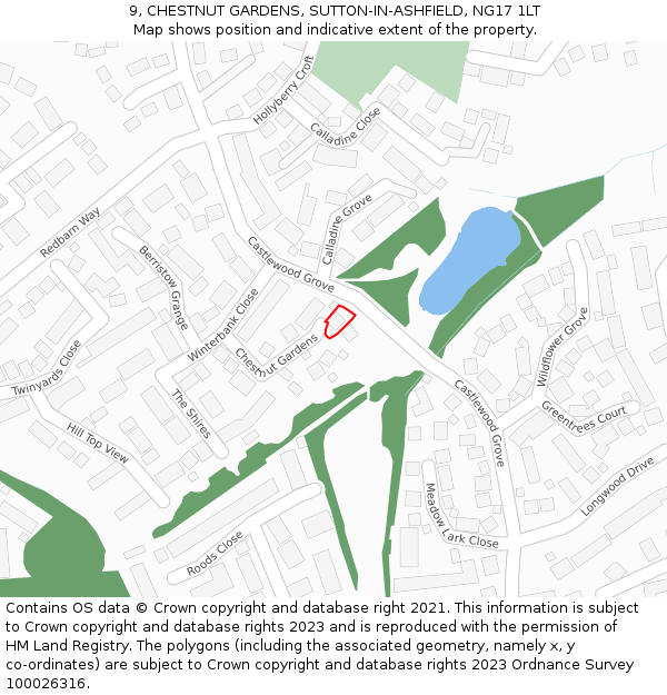 9, CHESTNUT GARDENS, SUTTON-IN-ASHFIELD, NG17 1LT: Location map and indicative extent of plot