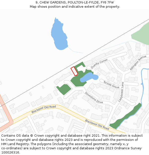9, CHEW GARDENS, POULTON-LE-FYLDE, FY6 7FW: Location map and indicative extent of plot