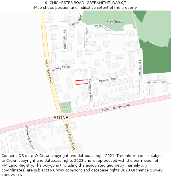9, CHICHESTER ROAD, GREENHITHE, DA9 9JT: Location map and indicative extent of plot