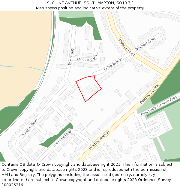 9, CHINE AVENUE, SOUTHAMPTON, SO19 7JF: Location map and indicative extent of plot