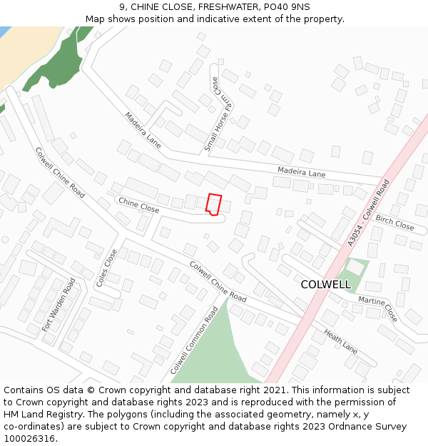 9, CHINE CLOSE, FRESHWATER, PO40 9NS: Location map and indicative extent of plot