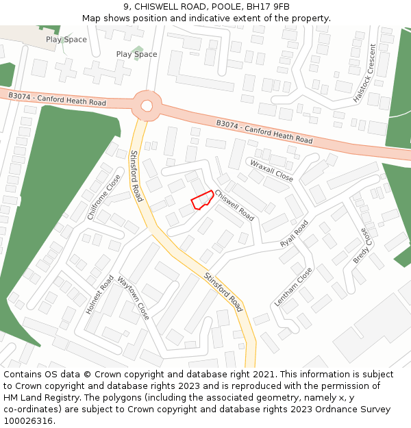 9, CHISWELL ROAD, POOLE, BH17 9FB: Location map and indicative extent of plot