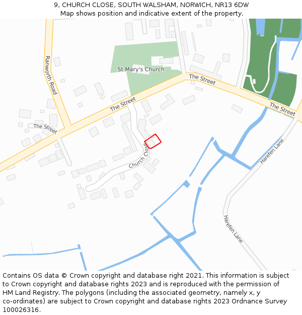 9, CHURCH CLOSE, SOUTH WALSHAM, NORWICH, NR13 6DW: Location map and indicative extent of plot