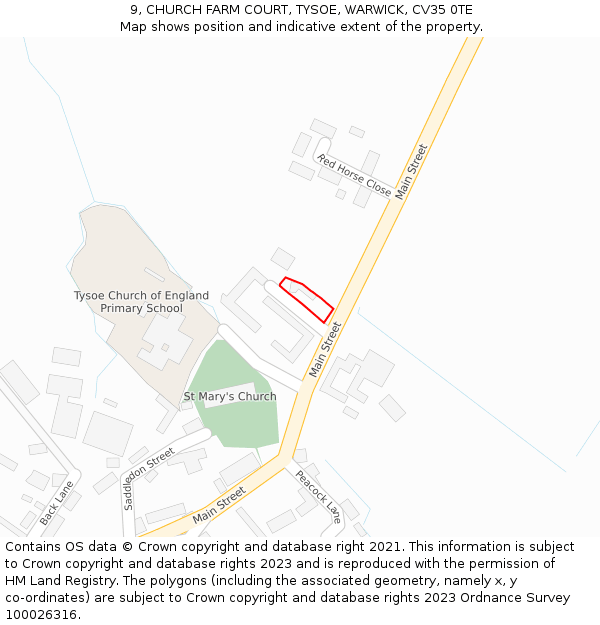 9, CHURCH FARM COURT, TYSOE, WARWICK, CV35 0TE: Location map and indicative extent of plot