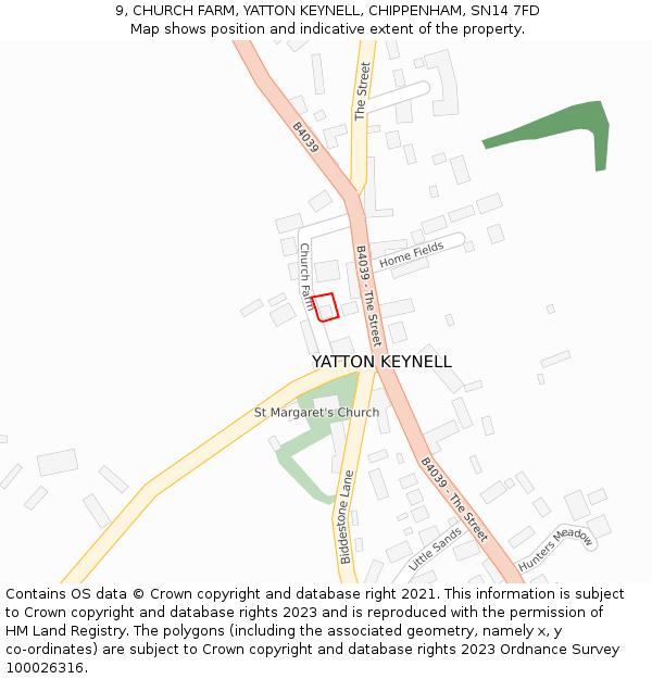 9, CHURCH FARM, YATTON KEYNELL, CHIPPENHAM, SN14 7FD: Location map and indicative extent of plot