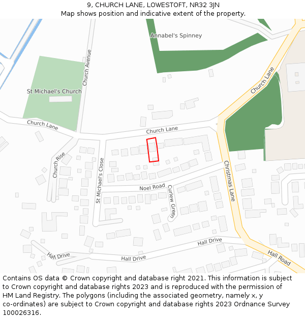 9, CHURCH LANE, LOWESTOFT, NR32 3JN: Location map and indicative extent of plot