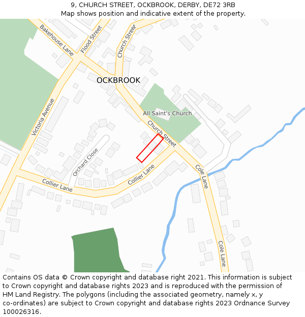 9, CHURCH STREET, OCKBROOK, DERBY, DE72 3RB: Location map and indicative extent of plot