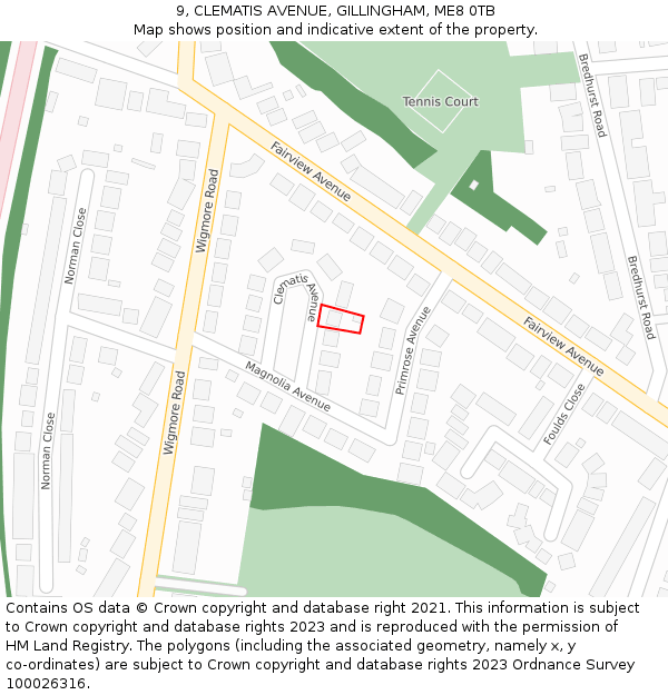 9, CLEMATIS AVENUE, GILLINGHAM, ME8 0TB: Location map and indicative extent of plot