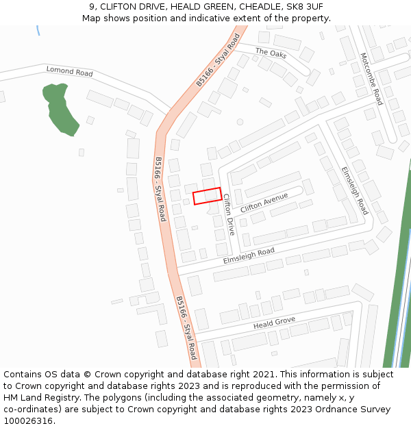 9, CLIFTON DRIVE, HEALD GREEN, CHEADLE, SK8 3UF: Location map and indicative extent of plot