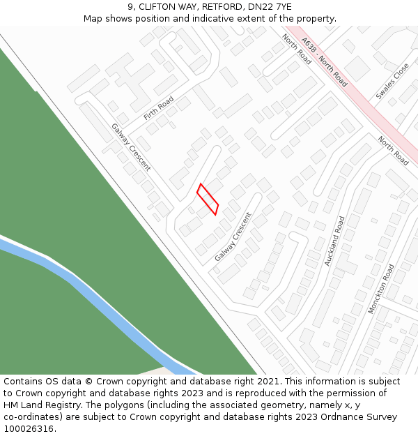 9, CLIFTON WAY, RETFORD, DN22 7YE: Location map and indicative extent of plot