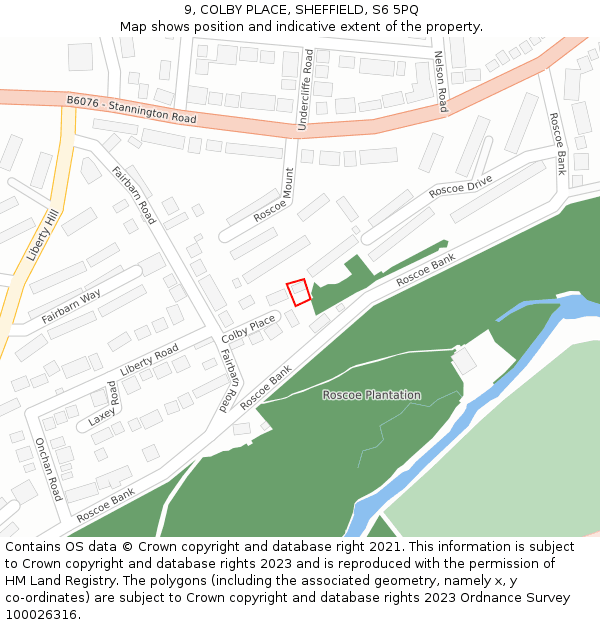 9, COLBY PLACE, SHEFFIELD, S6 5PQ: Location map and indicative extent of plot
