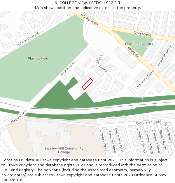 9, COLLEGE VIEW, LEEDS, LS12 3LT: Location map and indicative extent of plot