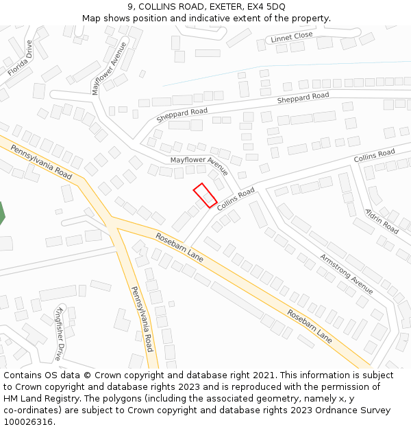 9, COLLINS ROAD, EXETER, EX4 5DQ: Location map and indicative extent of plot