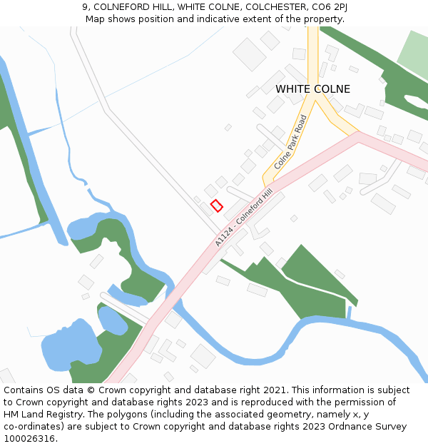 9, COLNEFORD HILL, WHITE COLNE, COLCHESTER, CO6 2PJ: Location map and indicative extent of plot