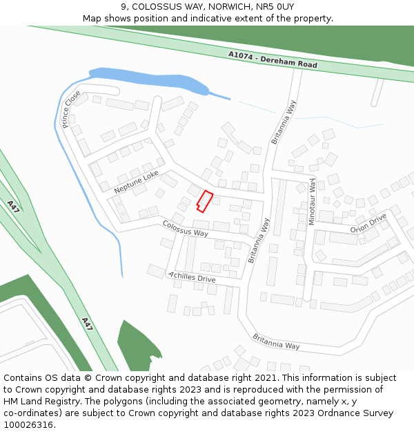 9, COLOSSUS WAY, NORWICH, NR5 0UY: Location map and indicative extent of plot