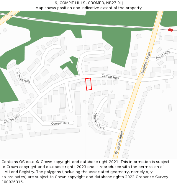 9, COMPIT HILLS, CROMER, NR27 9LJ: Location map and indicative extent of plot