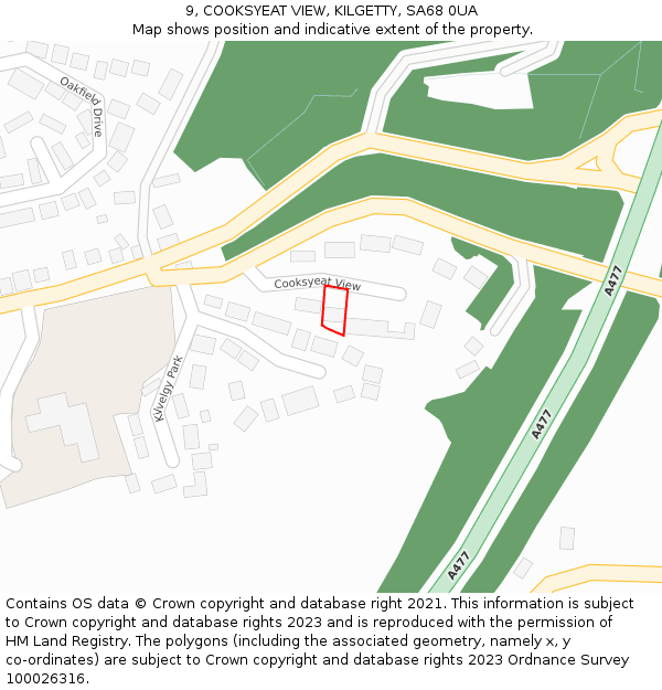 9, COOKSYEAT VIEW, KILGETTY, SA68 0UA: Location map and indicative extent of plot