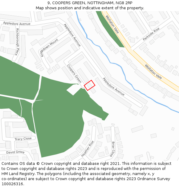 9, COOPERS GREEN, NOTTINGHAM, NG8 2RP: Location map and indicative extent of plot