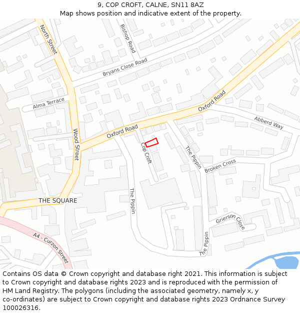 9, COP CROFT, CALNE, SN11 8AZ: Location map and indicative extent of plot