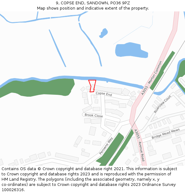 9, COPSE END, SANDOWN, PO36 9PZ: Location map and indicative extent of plot