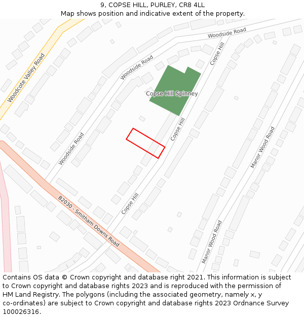 9, COPSE HILL, PURLEY, CR8 4LL: Location map and indicative extent of plot