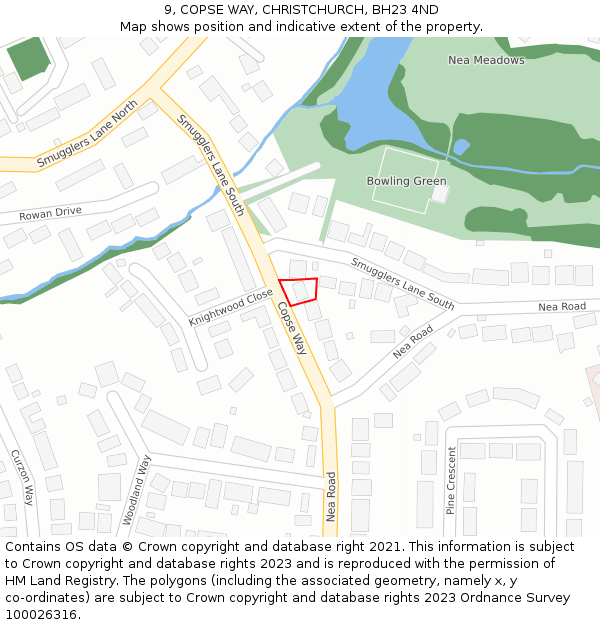 9, COPSE WAY, CHRISTCHURCH, BH23 4ND: Location map and indicative extent of plot