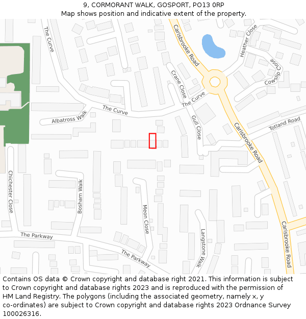 9, CORMORANT WALK, GOSPORT, PO13 0RP: Location map and indicative extent of plot