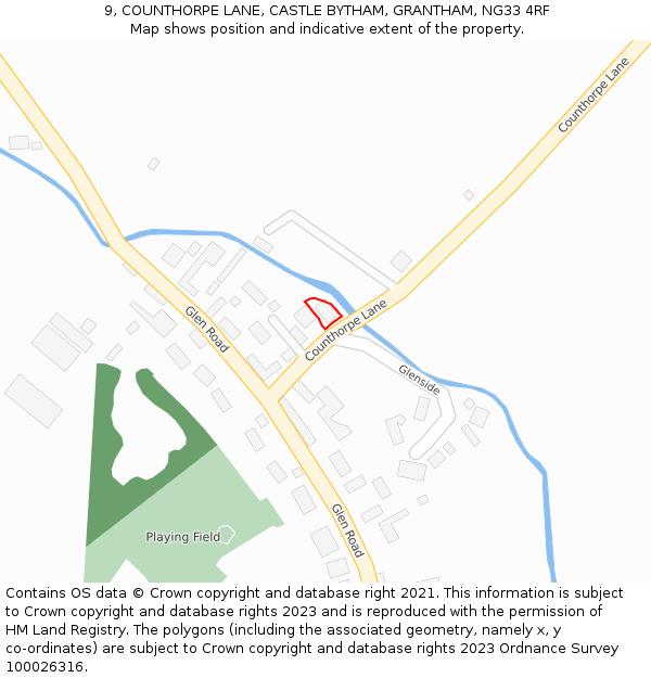 9, COUNTHORPE LANE, CASTLE BYTHAM, GRANTHAM, NG33 4RF: Location map and indicative extent of plot