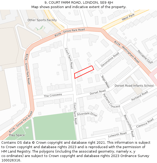 9, COURT FARM ROAD, LONDON, SE9 4JH: Location map and indicative extent of plot