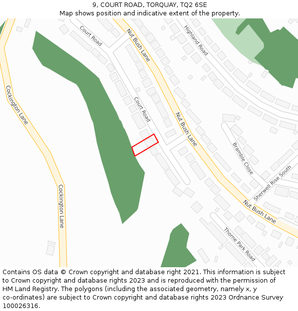 9, COURT ROAD, TORQUAY, TQ2 6SE: Location map and indicative extent of plot