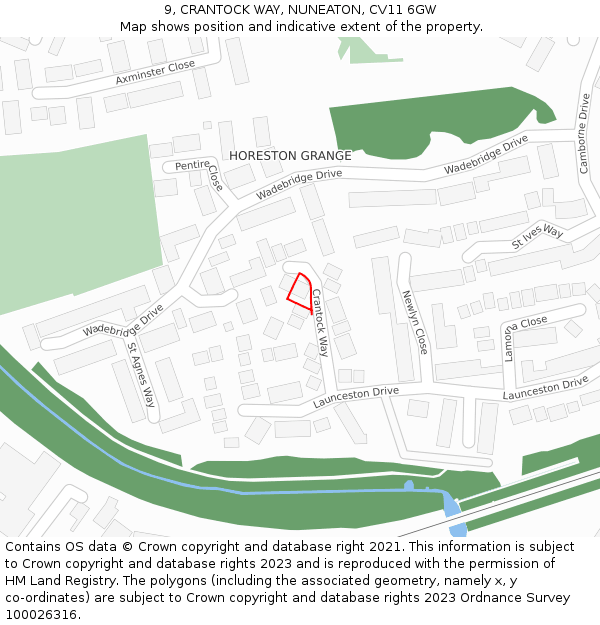 9, CRANTOCK WAY, NUNEATON, CV11 6GW: Location map and indicative extent of plot