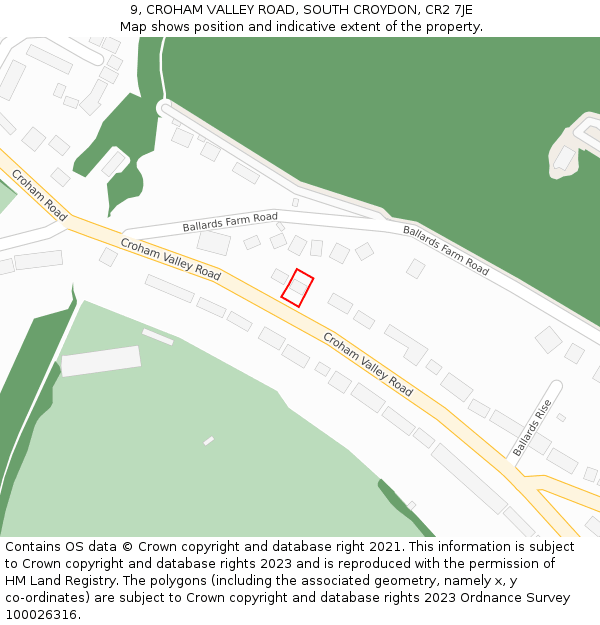 9, CROHAM VALLEY ROAD, SOUTH CROYDON, CR2 7JE: Location map and indicative extent of plot