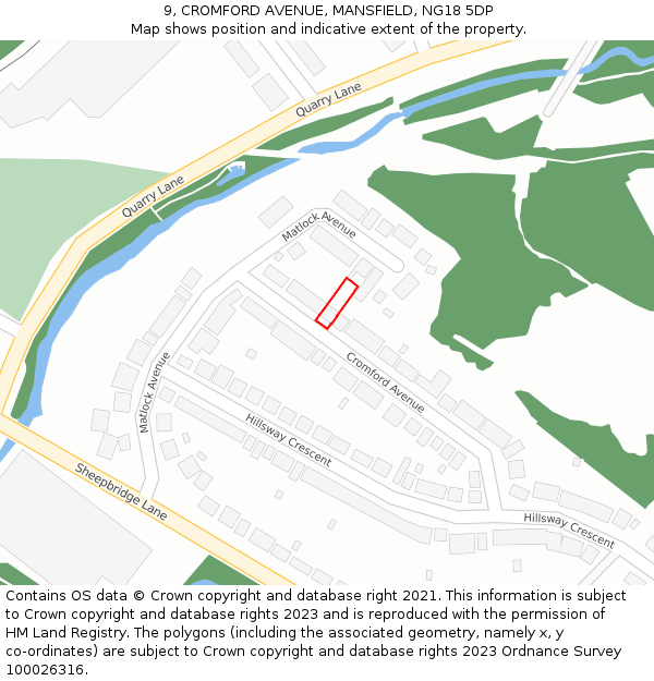 9, CROMFORD AVENUE, MANSFIELD, NG18 5DP: Location map and indicative extent of plot