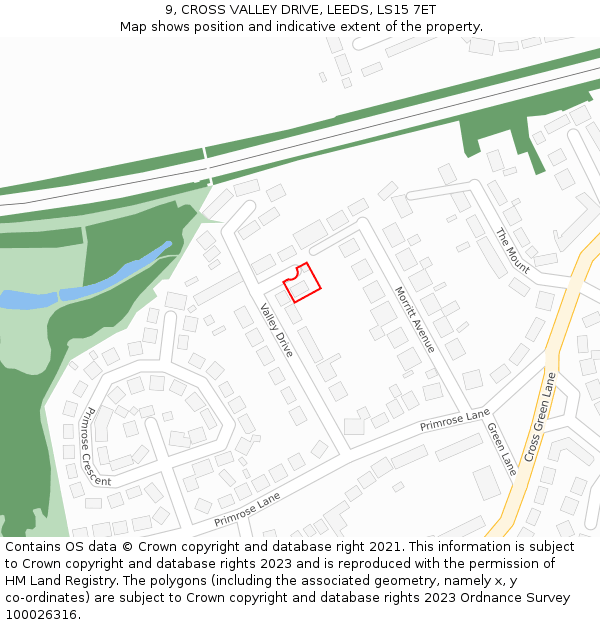 9, CROSS VALLEY DRIVE, LEEDS, LS15 7ET: Location map and indicative extent of plot