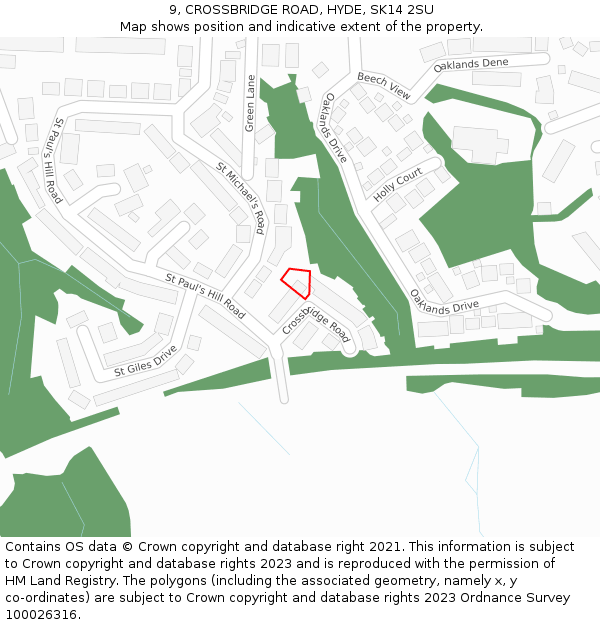 9, CROSSBRIDGE ROAD, HYDE, SK14 2SU: Location map and indicative extent of plot