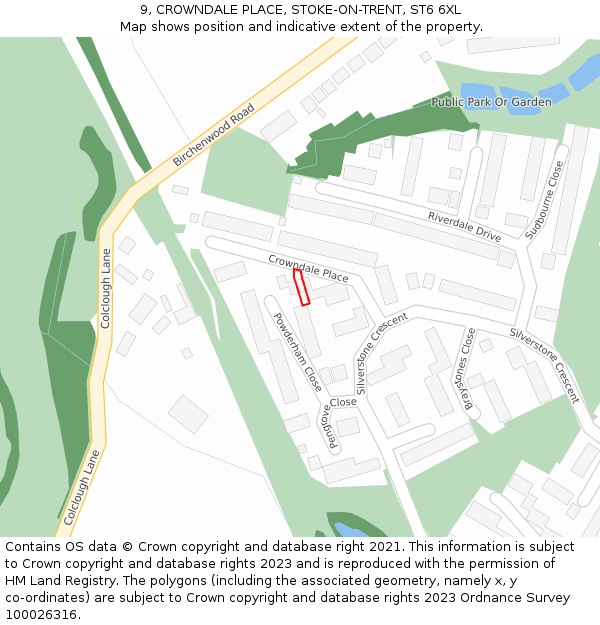 9, CROWNDALE PLACE, STOKE-ON-TRENT, ST6 6XL: Location map and indicative extent of plot