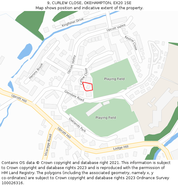 9, CURLEW CLOSE, OKEHAMPTON, EX20 1SE: Location map and indicative extent of plot