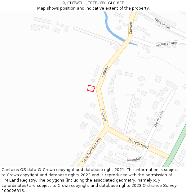 9, CUTWELL, TETBURY, GL8 8EB: Location map and indicative extent of plot