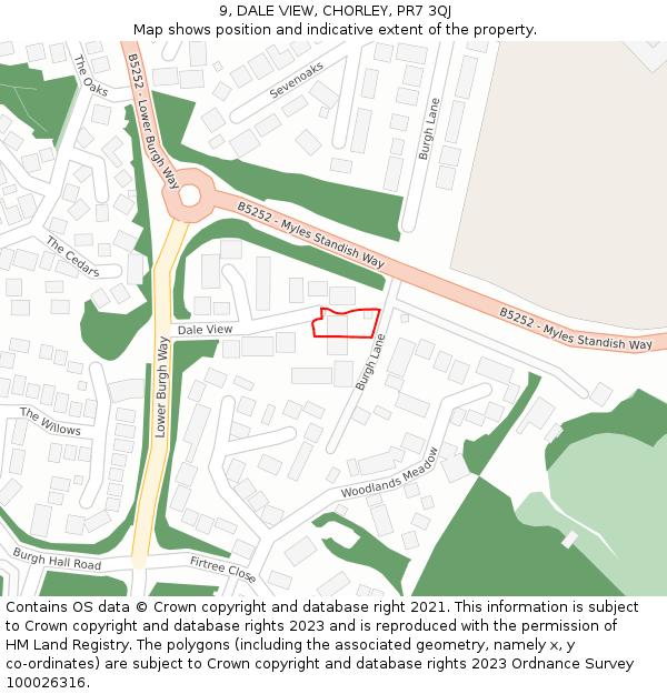 9, DALE VIEW, CHORLEY, PR7 3QJ: Location map and indicative extent of plot