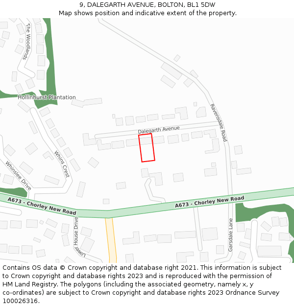 9, DALEGARTH AVENUE, BOLTON, BL1 5DW: Location map and indicative extent of plot