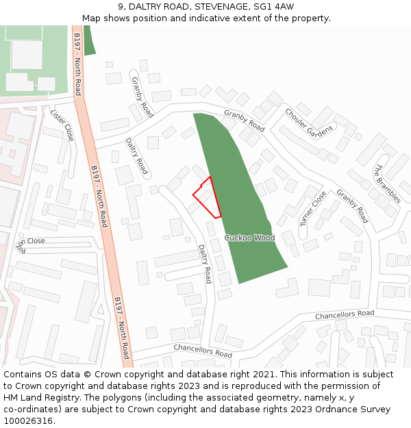 9, DALTRY ROAD, STEVENAGE, SG1 4AW: Location map and indicative extent of plot