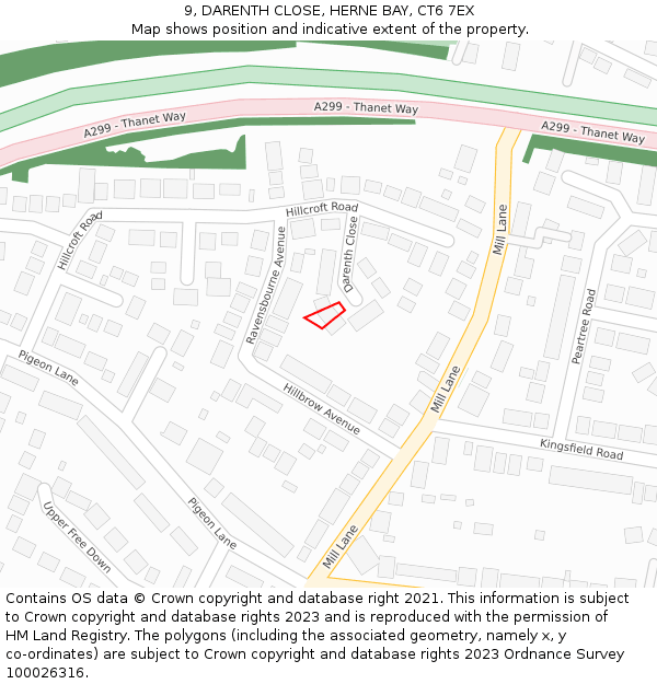 9, DARENTH CLOSE, HERNE BAY, CT6 7EX: Location map and indicative extent of plot