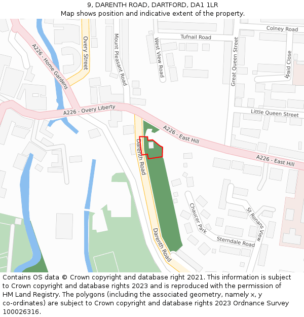 9, DARENTH ROAD, DARTFORD, DA1 1LR: Location map and indicative extent of plot