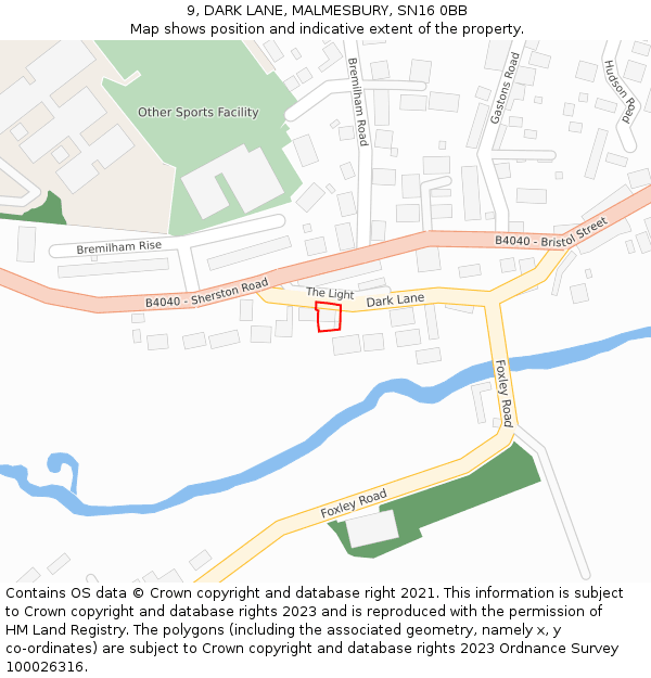 9, DARK LANE, MALMESBURY, SN16 0BB: Location map and indicative extent of plot